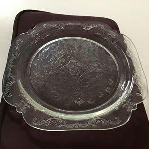 FEDERAL GLASS MADRID CLEAR ETCHED PLATES/BOWLS